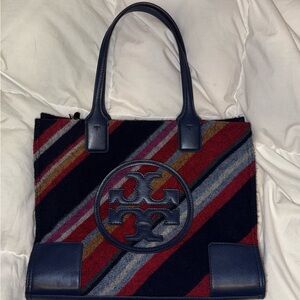 Tory Burch Multicolor Striped Wool Tote Bag